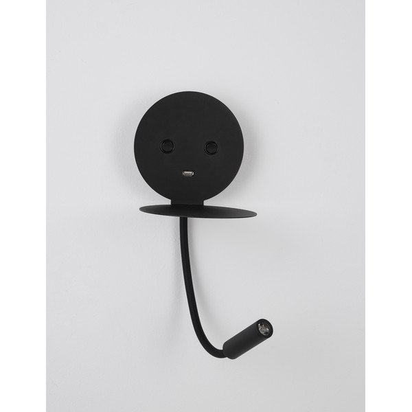 Crna LED zidna lampa aluminijska sa savitljivom konstrukcijom/s USB priključkom Eclip – Nova Luce-image-3