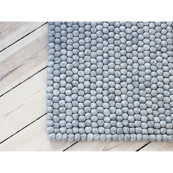 Metalik sivi tepih od vunenih pompona Wooldot Ball Rugs, ⌀ 100 x 150 cm-image-1