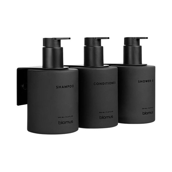 Crni stakleni zidni dozatori za sapun u setu 3 kom 350 ml Kirei – Blomus