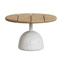 Bijeli/u prirodnoj boji okrugli stolić za kavu s pločom stola od bagrema ø 55 cm Saura – Kave Home