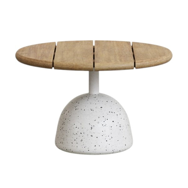 Bijeli/u prirodnoj boji okrugli stolić za kavu s pločom stola od bagrema ø 55 cm Saura – Kave Home