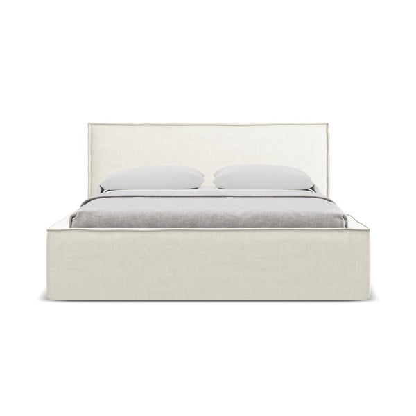 Krem tapecirani bračni krevet s prostorom za odlaganje s podnicom 180x200 cm Anani – Makamii-image-3