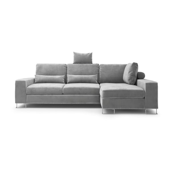 Sivi baršunasti kauč na razvlačenje Windsor & Co Sofas Diane, desni kut
