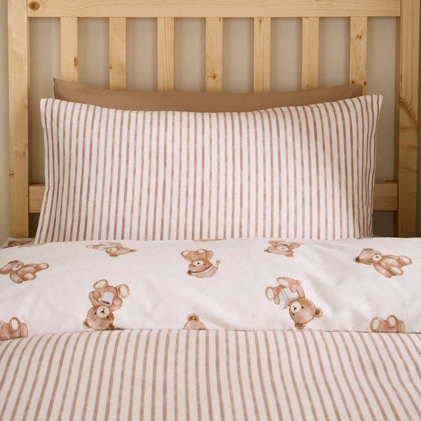 Krem flanelska dječja posteljina za krevet za jednu osobu 120x150 cm Brushed Teddy Bear – Catherine Lansfield-image-2