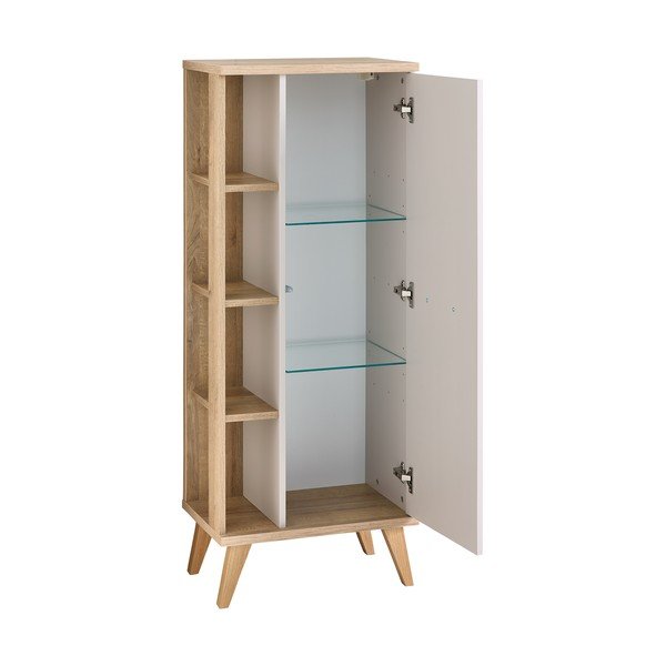 Krem visok kupaonski ormarić u dekoru hrasta 50,5x128 cm Quickset 966 – Pelipal-image-2