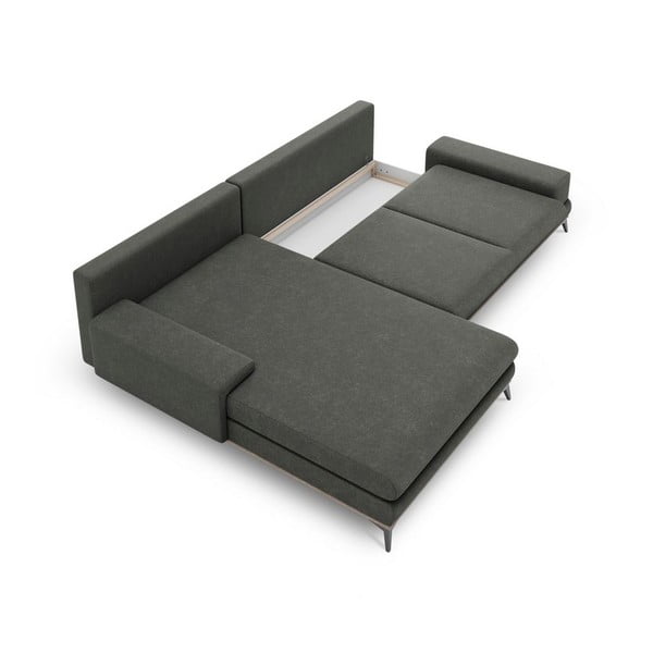 Tamnosivi kutni kauč na razvlačenje Windsor & Co Sofas Planet, lijevi kut-image-3