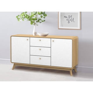 Bijela/u prirodnoj boji niska komoda u dekoru hrasta 140x75 cm Caitlin – Støraa