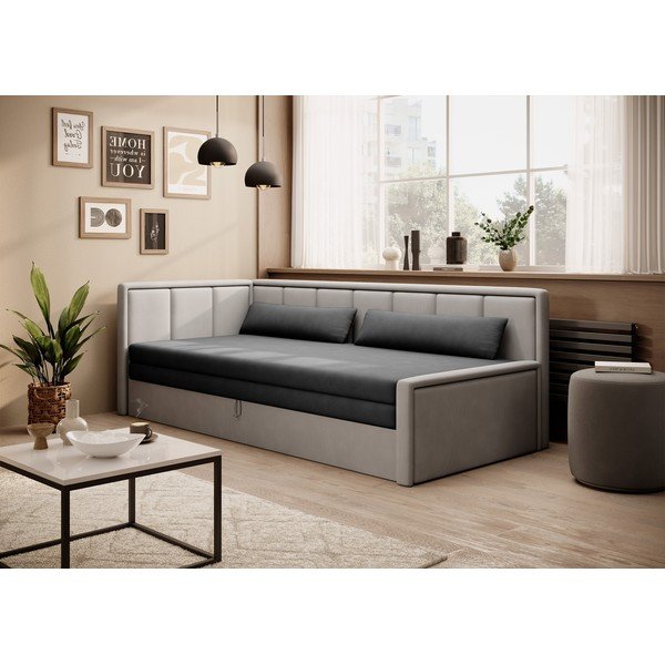 Siva sklopiva/s prostorom za odlaganje sofa od šenila 214 cm Fulgeo – ELTAP-image-1