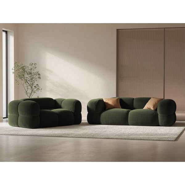 Zelena baršunasti sofa 180 cm Loretto – Cosmopolitan Design-image-1