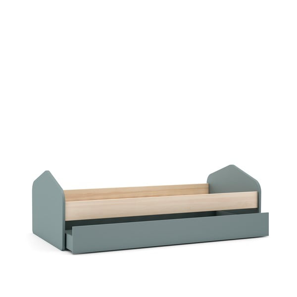 Dječji krevet u dekoru bora s dodatnim ležajem s prostorom za odlaganje s podnicom 90x200 cm u prirodnoj boji/prljavo zeleni Estefania – Marckeric-image-4