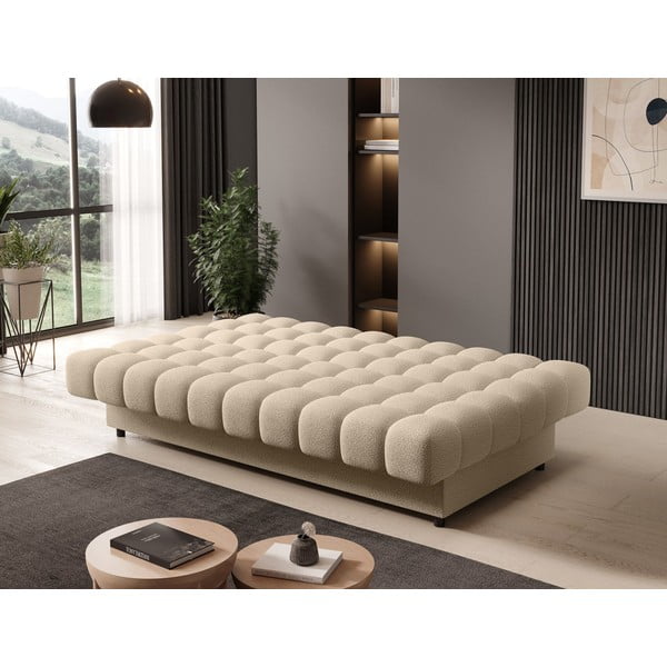 Bež sklopiva/s prostorom za odlaganje sofa od bouclé tkanine 197 cm Clareta – ELTAP-image-4