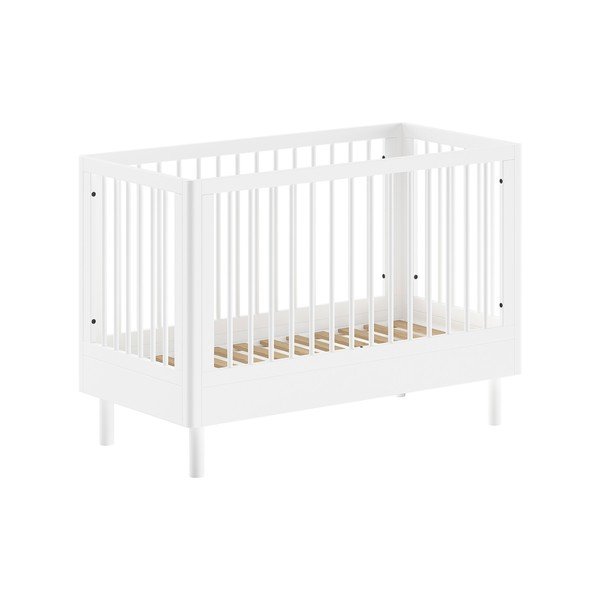 Bijeli dječji krevet od masivne bukve s podesivom visinom 60x120 cm Forrest – Vipack-image-2