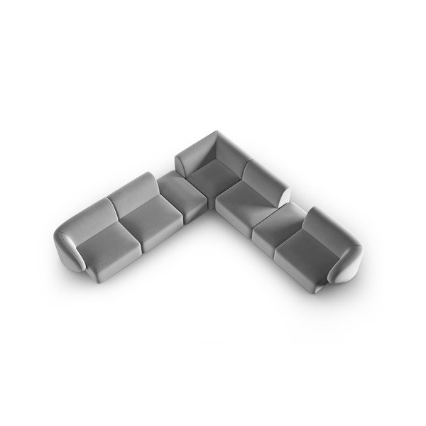 Siva baršunasti kutna garnitura Paolo – Milo Casa-image-1