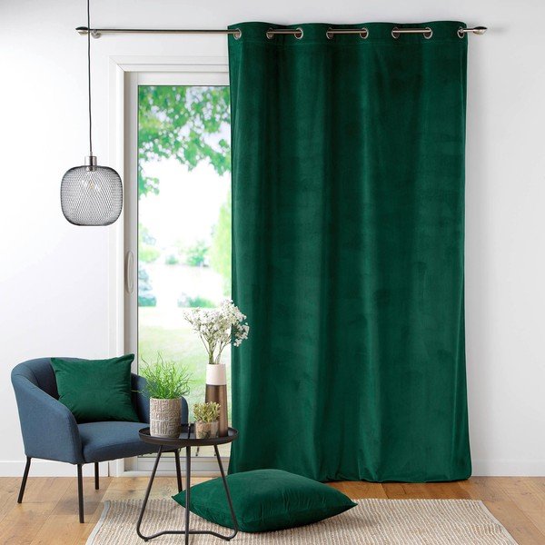 Zelena zavjesa od samta 140x260 cm Casual – douceur d'intérieur-image-2