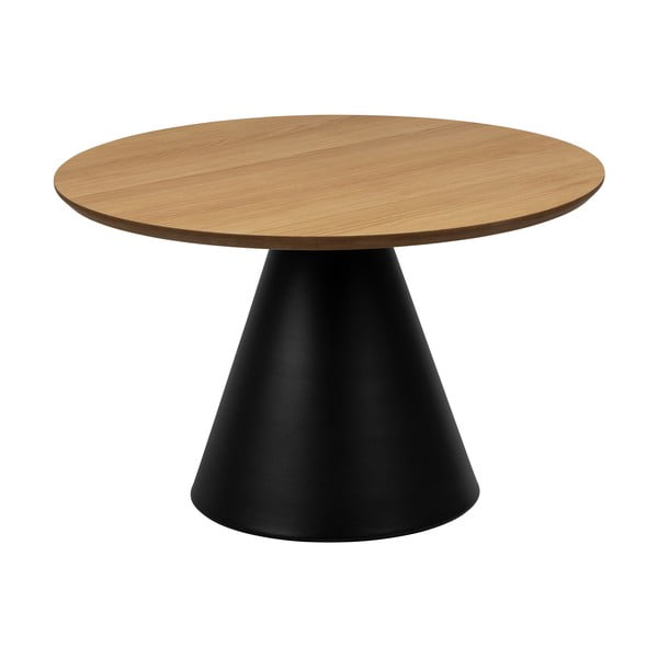 Crni/u prirodnoj boji okrugli stolić za kavu s pločom stola u dekoru hrasta ø 65 cm Soli – Actona
