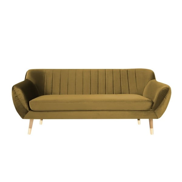 Sofa od baršuna u zlatnoj boji Mazzini Sofas Benito, 188 cm