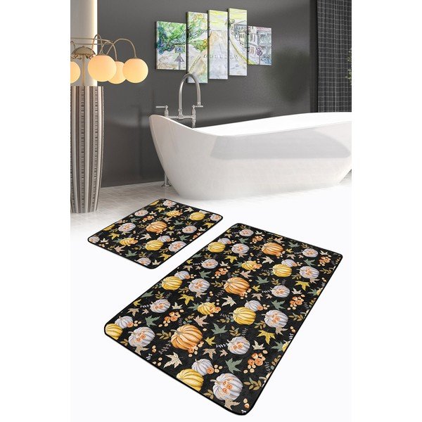Crno-narančaste kupaonske prostirke u setu 2 kom 60x100 cm – Mila Home-image-2