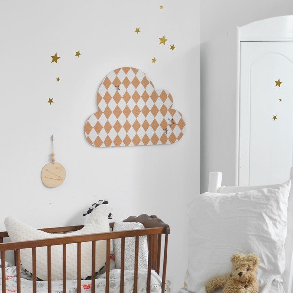 Ukrasna samoljepljiva oglasna ploča Dekornik French Cloud White Stars, 57 x 40 cm-image-1