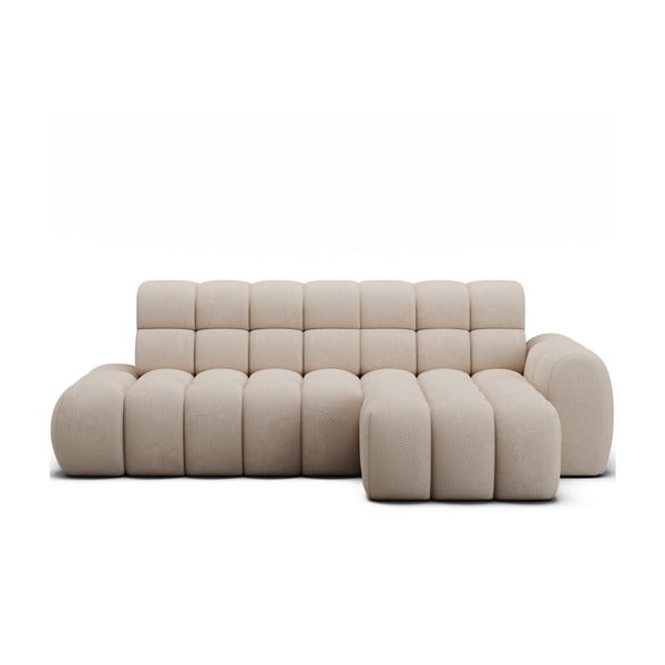 Bež sklopiva kutna garnitura (s desnim kutom/s ležaljkom) Ceedro – ELTAP