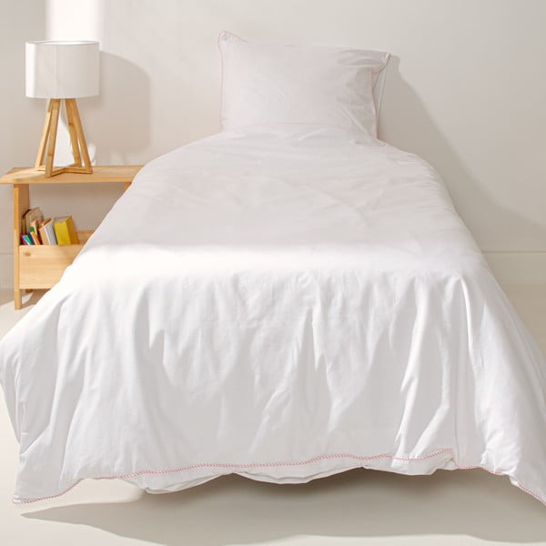 Bijela/ružičasta pamučna posteljina za krevet za jednu osobu 140x200 cm Essential – Happy Friday