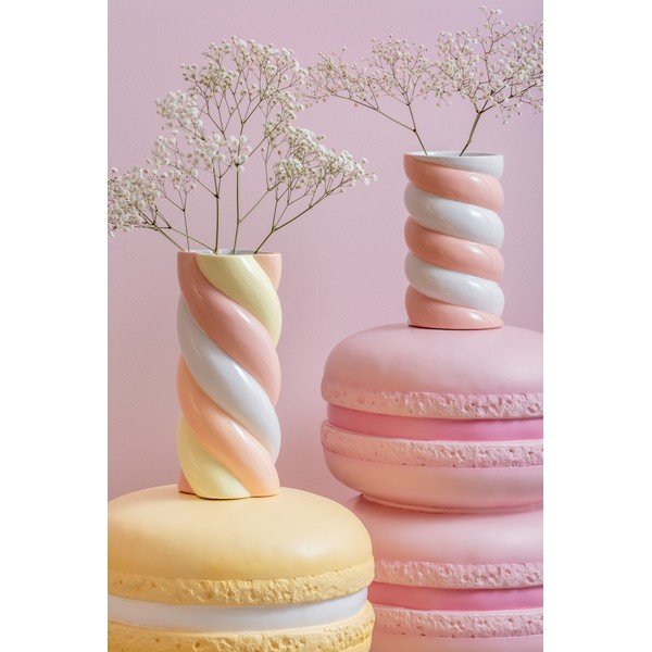 Bijela/ružičasta keramička vaza (visina 23 cm) Marshmallow – PT LIVING-image-1