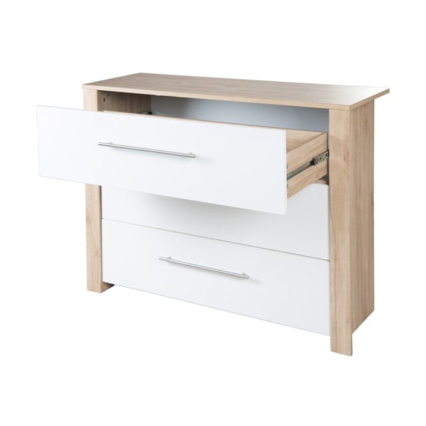 Bijela/u prirodnoj boji niska dječja komoda u dekoru hrasta s promjenjivim stolom 112x98 cm – Roba-image-4