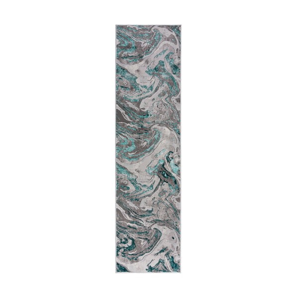 Sivo-plava staza Flair Rugs Marbled, 60 x 230 cm