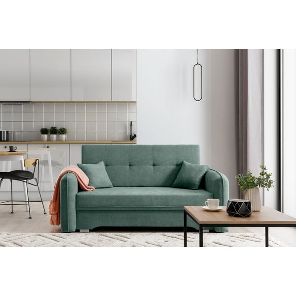 Zelena sklopiva/s prostorom za odlaganje sofa od šenila 155 cm Laine – ELTAP-image-1