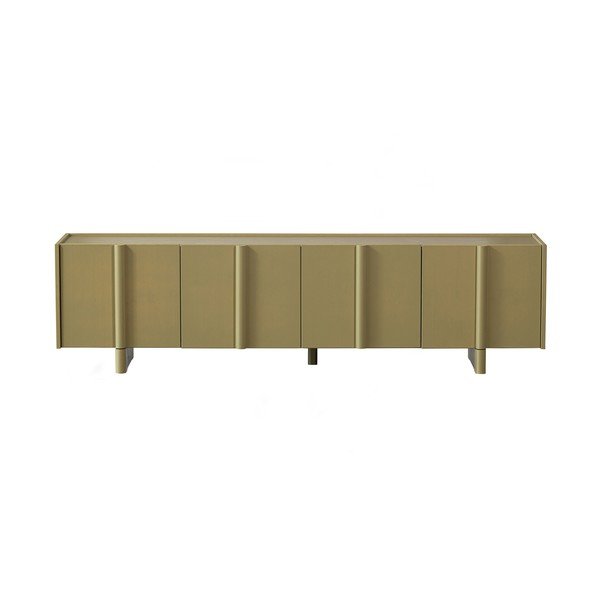 Kaki zelena TV komoda od masivnog bora 200x53x46 cm Basu – WOOOD