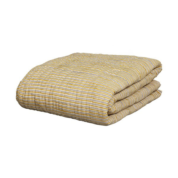 Senf žuti pamučan prekrivač za bračni krevet 220x265 cm Chevron – BePureHome