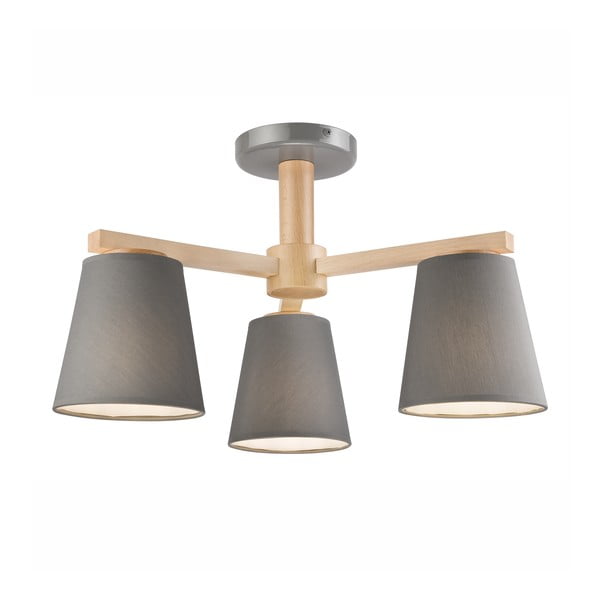 Siva stropna svjetiljka s tekstilnim sjenilom ø 15 cm Ellie – LAMKUR