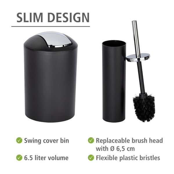 Crni plastičan set pribora za kupaonicu Calvo – Wenko-image-3