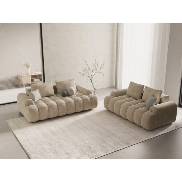 Bež baršunasti sofa 175 cm Linz – Cosmopolitan Design-image-1