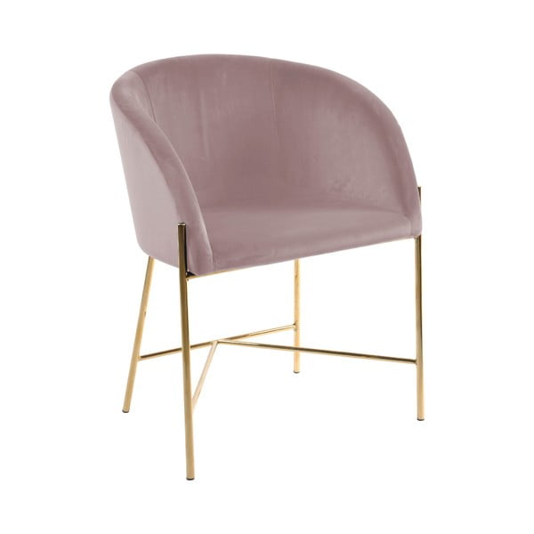 Pastelno ružičasta stolica s nogama u zlatnoj boji Interstil Nelson-image-1