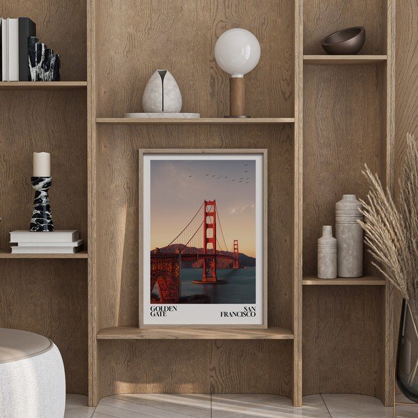 Tiskana slika s okvirom 50x70 cm Golden Gate – Styler-image-1