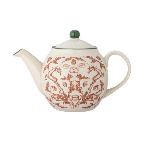Krem čajnik s božićnim motivom od kamenine 900 ml Beth – Bloomingville