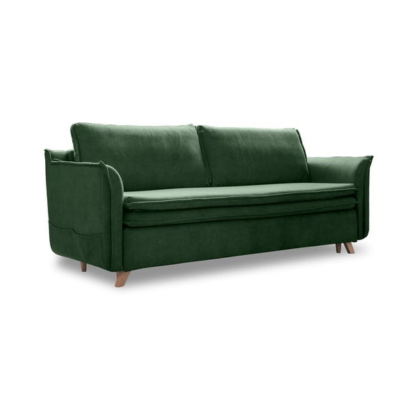 Zelena baršunasti sklopiva sofa 225 cm Charming Charlie – Miuform