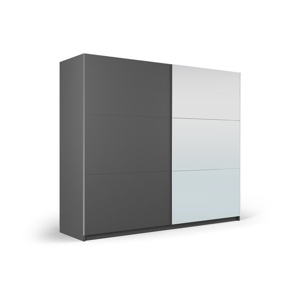 Tamno sivi ormar s ogledalom i kliznim vratima 250x215 cm Lisburn - Cosmopolitan Design-image-1