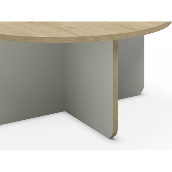 Svijetlo zeleni/u prirodnoj boji okrugao stolić za kavu s pločom stola u dekoru hrasta ø 80 cm Hillary – Marckeric-image-3