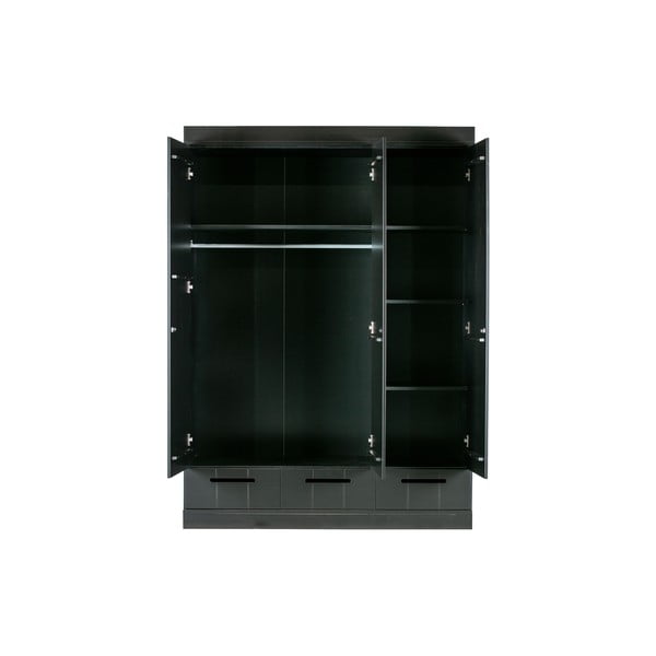 Crni ormar s konstrukcijom od borovog drveta WOOOD Connect, širine 140 cm-image-4