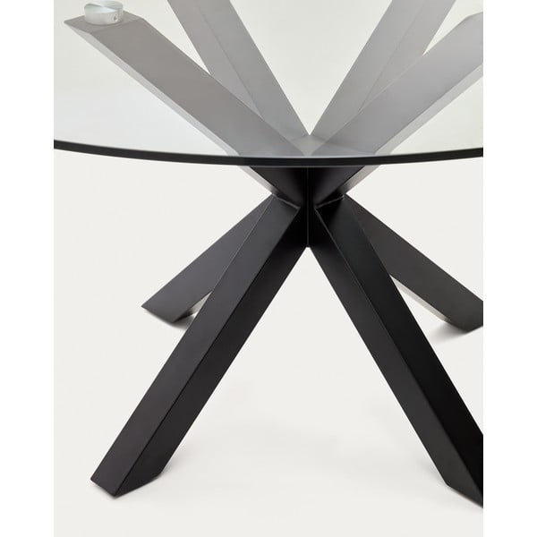 Crni okrugli blagovaonski stol sa staklenom pločom stola ø 150 cm Argo – Kave Home-image-2