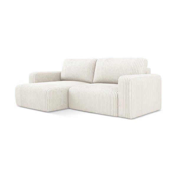 Krem sklopiva/s prostorom za odlaganje kutna garnitura od samta (s lijevim kutom/s ležaljkom) Kona – Makamii-image-2