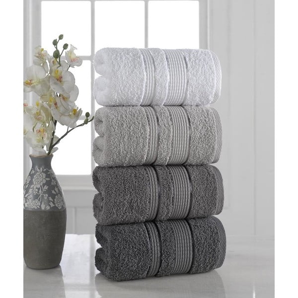 Set od 4 ručnika Pure Cotton Gray, 50 x 85 cm