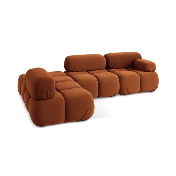 Narančasta baršunasti kutna garnitura (s lijevim kutom) Lokua – Makamii-image-4