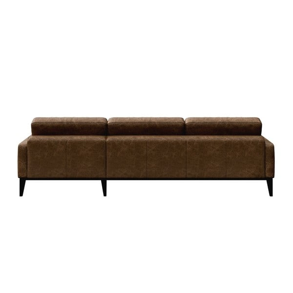 Konjak smeđa kožna kutna garnitura MESONICA Musso Tufted, lijevi kut-image-3
