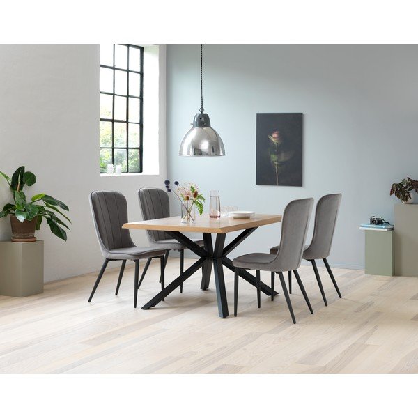 Blagovaonski stol s pločom stola u dekoru hrasta u prirodnoj boji 90x160 cm Arno – Unique Furniture-image-1