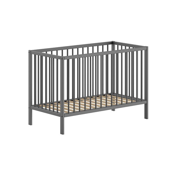 Antracitno sivi dječji krevet od masivnog bora 60x120 cm DINO – Vipack