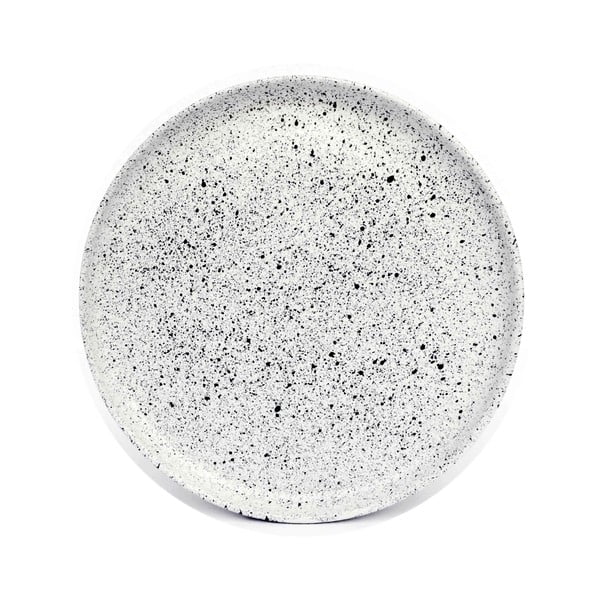 Bijelo-crni zemljani veliki tanjur ÅOOMI Mess, ø 27,5 cm