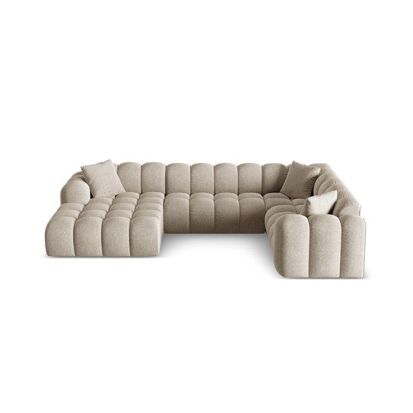 Svjetlo smeđa kutna garnitura od šenila (s desnim kutom/u obliku slova "U") Treno – Cosmopolitan Design