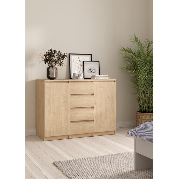 Komoda u dekoru hrasta u prirodnoj boji 121x91x50 cm Naia – Tvilum-image-1